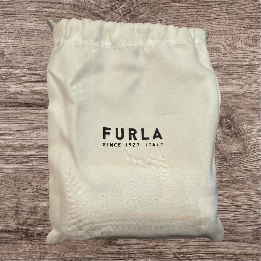 Furla Leather Logo Keychain in Cream with Gold Hardware - Picture 3 of 3